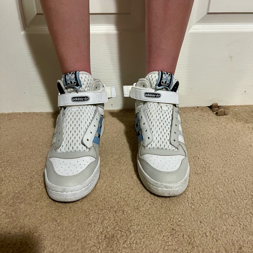 Adidas High-Top Sneakers - White and Blue